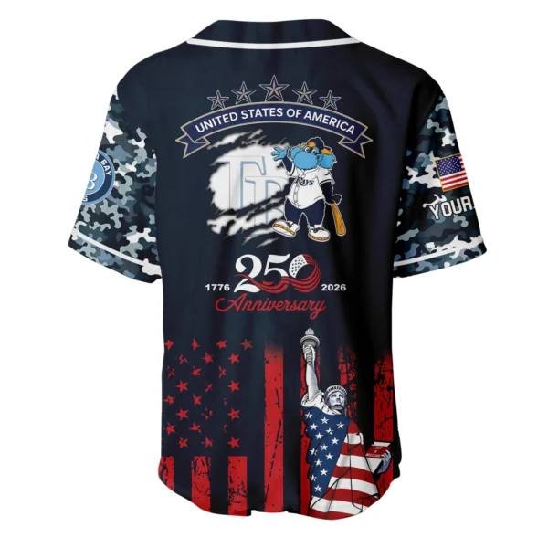 Tampa Bay Rays x 250th Anniversay Baseball Jersey Limited Edition Premium Short Sleeve Personalize Name