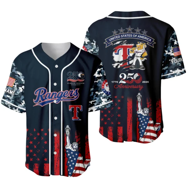Texas Rangers x 250th Anniversay Baseball Jersey Limited Edition Premium Short Sleeve Personalize Name