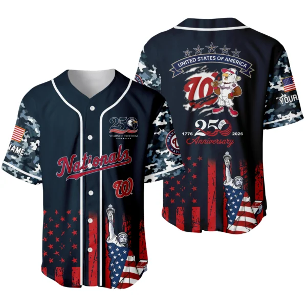 Washington Nationals x 250th Anniversay Baseball Jersey Limited Edition Premium Short Sleeve Personalize Name