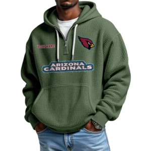 Arizona Cardinals Waffle Knit Hoodie Quarter Zip Personalize Name