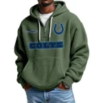 Indianapolis Colts Waffle Knit Hoodie Quarter Zip Personalize Name
