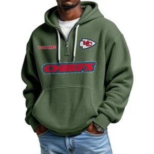 Kansas City Chiefs Waffle Knit Hoodie Quarter Zip Personalize Name