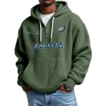Philadelphia Eagles Waffle Knit Hoodie Quarter Zip Personalize Name