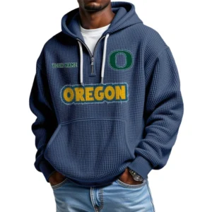 Oregon Ducks Waffle Knit Hoodie Quarter Zip Personalize Name