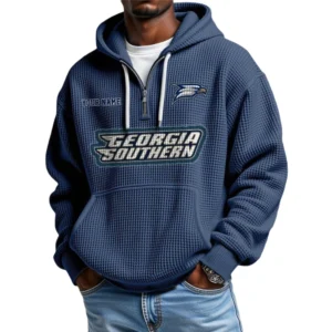 Georgia Southern Eagles Waffle Knit Hoodie Quarter Zip Personalize Name