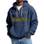 Georgia Tech Yellow Jackets Waffle Knit Hoodie Quarter Zip Personalize Name