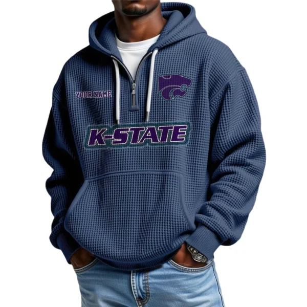 Kansas State Wildcats Waffle Knit Hoodie Quarter Zip Personalize Name