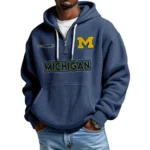 Michigan Wolverines Waffle Knit Hoodie Quarter Zip Personalize Name