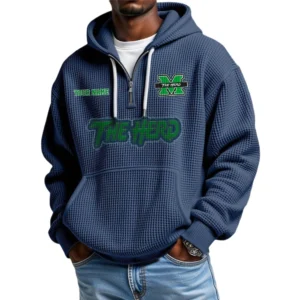 Marshall Thundering Herd Waffle Knit Hoodie Quarter Zip Personalize Name