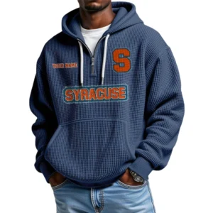 Syracuse Orange Waffle Knit Hoodie Quarter Zip Personalize Name