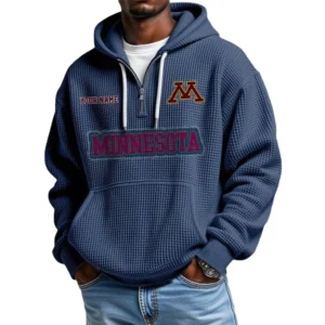 Minnesota Golden Gophers Waffle Knit Hoodie Quarter Zip Personalize Name