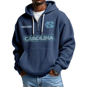 North Carolina Tar Heels Waffle Knit Hoodie Quarter Zip Personalize Name