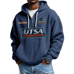 Utsa Roadrunners Waffle Knit Hoodie Quarter Zip Personalize Name