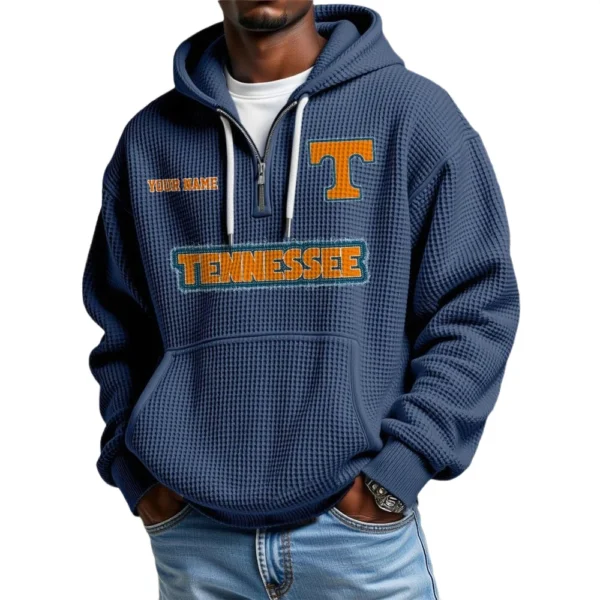 Tennessee Volunteers Waffle Knit Hoodie Quarter Zip Personalize Name