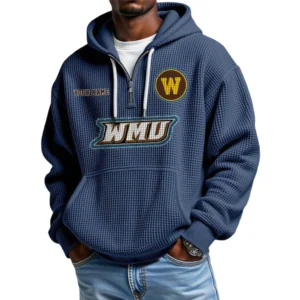 Western Michigan Broncos Waffle Knit Hoodie Quarter Zip Personalize Name