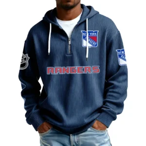 New York Rangers Men’s Corduroy Quarter Zip Hoodie