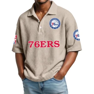 Philadelphia 76ers Men's Waffle Knit Polo Shirt Personalize Name