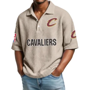 Cleveland Cavaliers Men's Waffle Knit Polo Shirt Personalize Name
