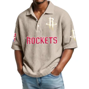 Houston Rockets Men's Waffle Knit Polo Shirt Personalize Name