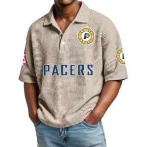 Indiana Pacers Men's Waffle Knit Polo Shirt Personalize Name