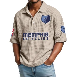 Memphis Grizzlies Men's Waffle Knit Polo Shirt Personalize Name