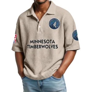 Minnesota Timberwolves Men's Waffle Knit Polo Shirt Personalize Name