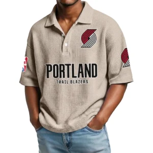 Portland Trail Blazers Men's Waffle Knit Polo Shirt Personalize Name