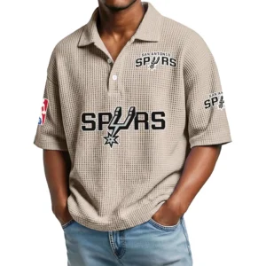 San Antonio Spurs Men's Waffle Knit Polo Shirt Personalize Name