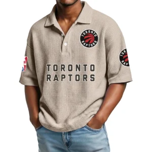 Toronto Raptors Men's Waffle Knit Polo Shirt Personalize Name