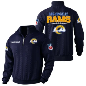 Los Angeles Rams Quarter Zip Sweatshirt Stand Collar Custom Name