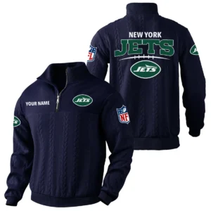 New York Jets Quarter Zip Sweatshirt Stand Collar Custom Name