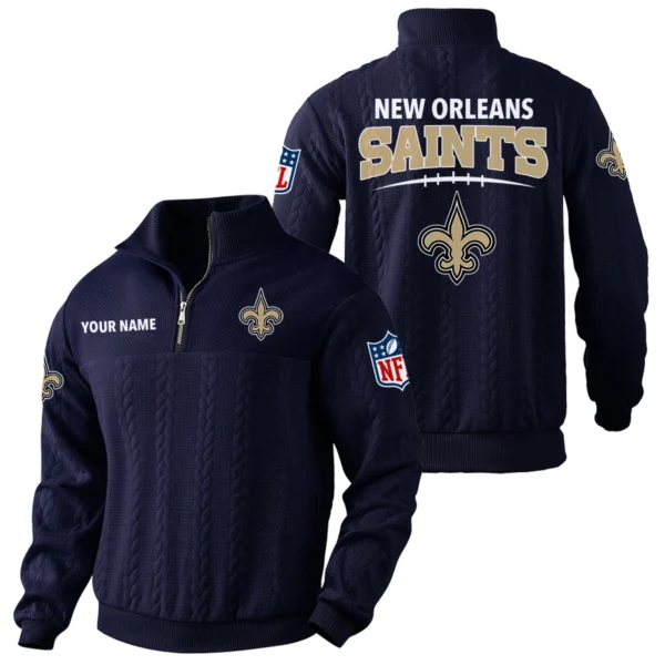 New Orleans Saints Quarter Zip Sweatshirt Stand Collar Custom Name