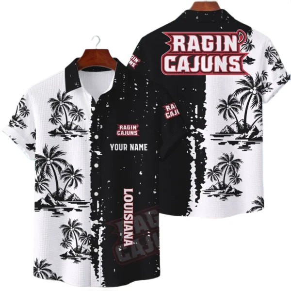 Louisiana Ragin Cajuns Hawaiian Shirt Premium Lightweight Waffle Knit Customize Name