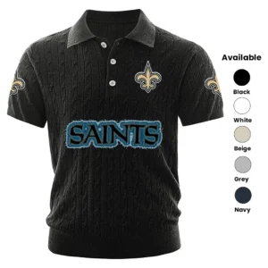 New Orleans Saints Men’s Knitted Short Sleeve Polo Shirt