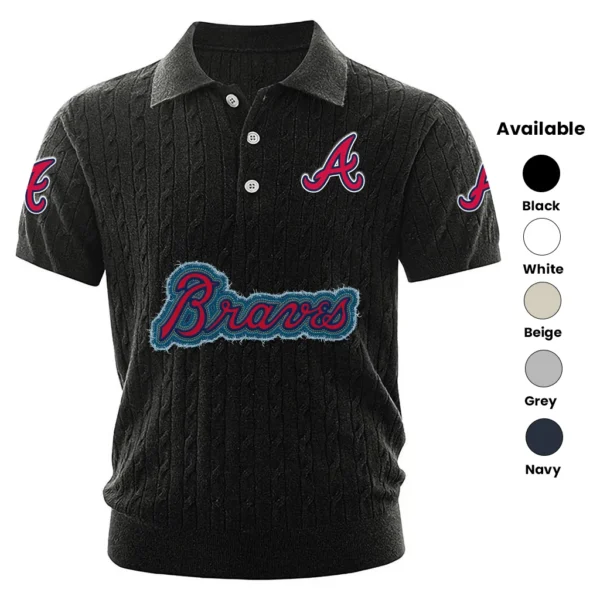 Atlanta Braves Men’s Knitted Short Sleeve Polo Shirt