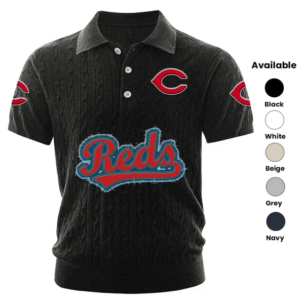 Cincinnati Reds Men’s Knitted Short Sleeve Polo Shirt