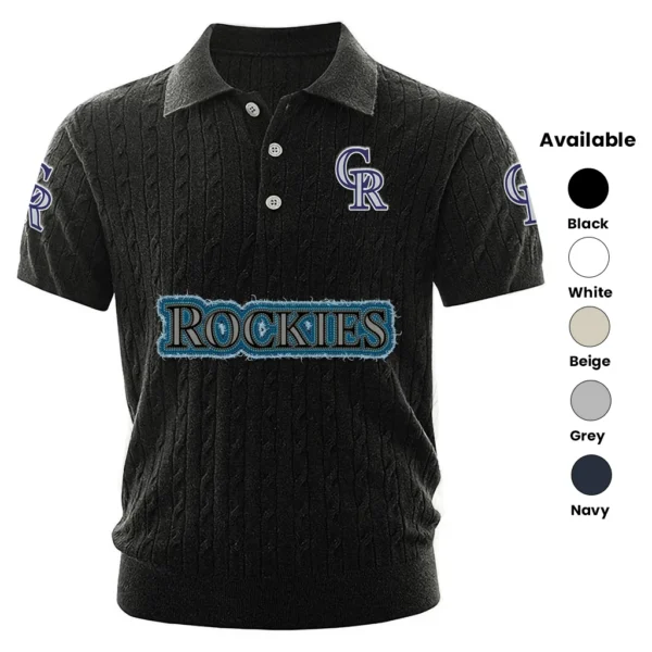 Colorado Rockies Men’s Knitted Short Sleeve Polo Shirt