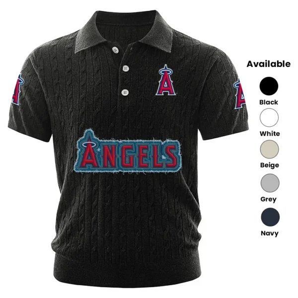 Los Angeles Angels Men’s Knitted Short Sleeve Polo Shirt
