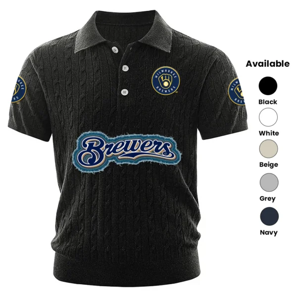 Milwaukee Brewers Men’s Knitted Short Sleeve Polo Shirt
