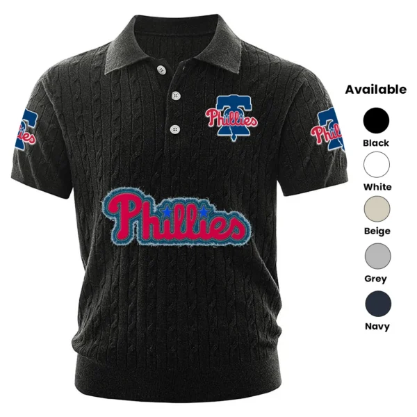 Philadelphia Phillies Men’s Knitted Short Sleeve Polo Shirt