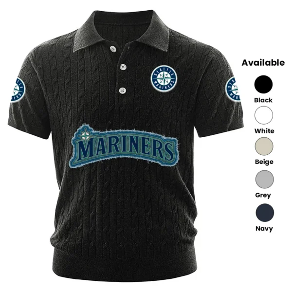 Seattle Mariners Men’s Knitted Short Sleeve Polo Shirt