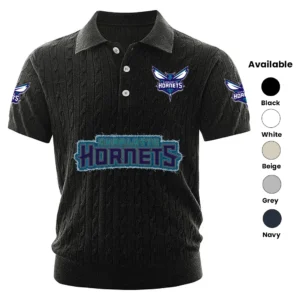 Charlotte Hornets Men’s Knitted Short Sleeve Polo Shirt