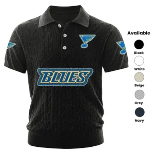 St. Louis Blues Men’s Knitted Short Sleeve Polo Shirt