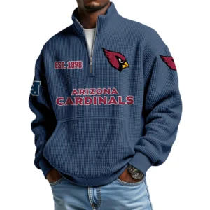 Arizona Cardinals Men’s Quarter Zip Pullover Sweatshirt Waffle Knit Pocket