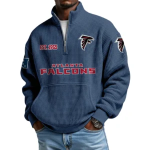 Atlanta Falcons Men’s Quarter Zip Pullover Sweatshirt Waffle Knit Pocket