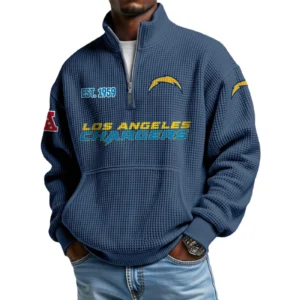 Los Angeles Chargers Men’s Quarter Zip Pullover Sweatshirt Waffle Knit Pocket