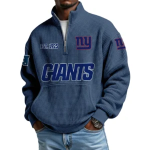 New York Giants Men’s Quarter Zip Pullover Sweatshirt Waffle Knit Pocket