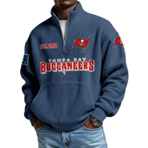Tampa Bay Buccaneers Men’s Quarter Zip Pullover Sweatshirt Waffle Knit Pocket