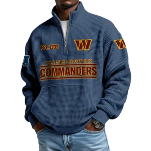 Washington Commanders Men’s Quarter Zip Pullover Sweatshirt Waffle Knit Pocket