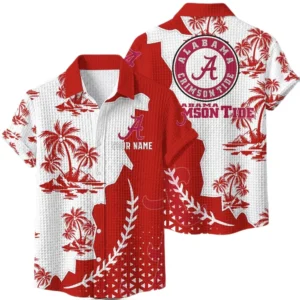 Alabama Crimson Tide Hawaiian Shirt Premium Lightweight Waffle Knit Personalize Name